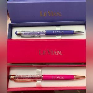 Authentic Rare LeVian Stylus Crystal Themed Pens - 2 Pens w/ 2 LeVian Pen Boxes